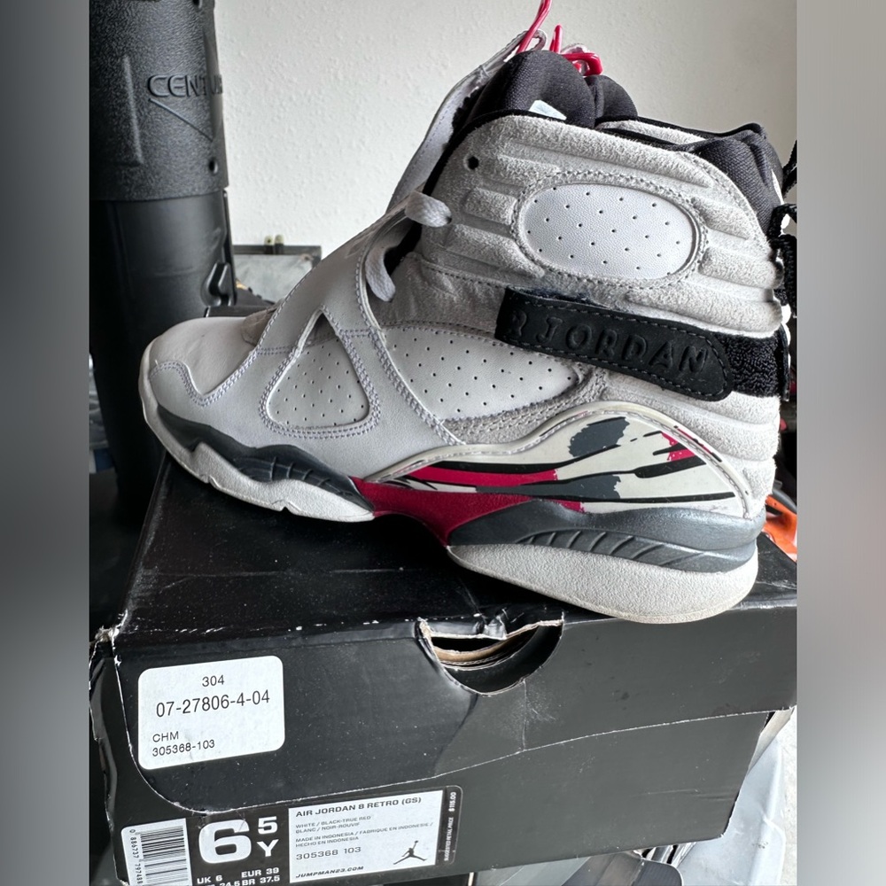 Jordan Kids Sneakers in White, Black, and Red
